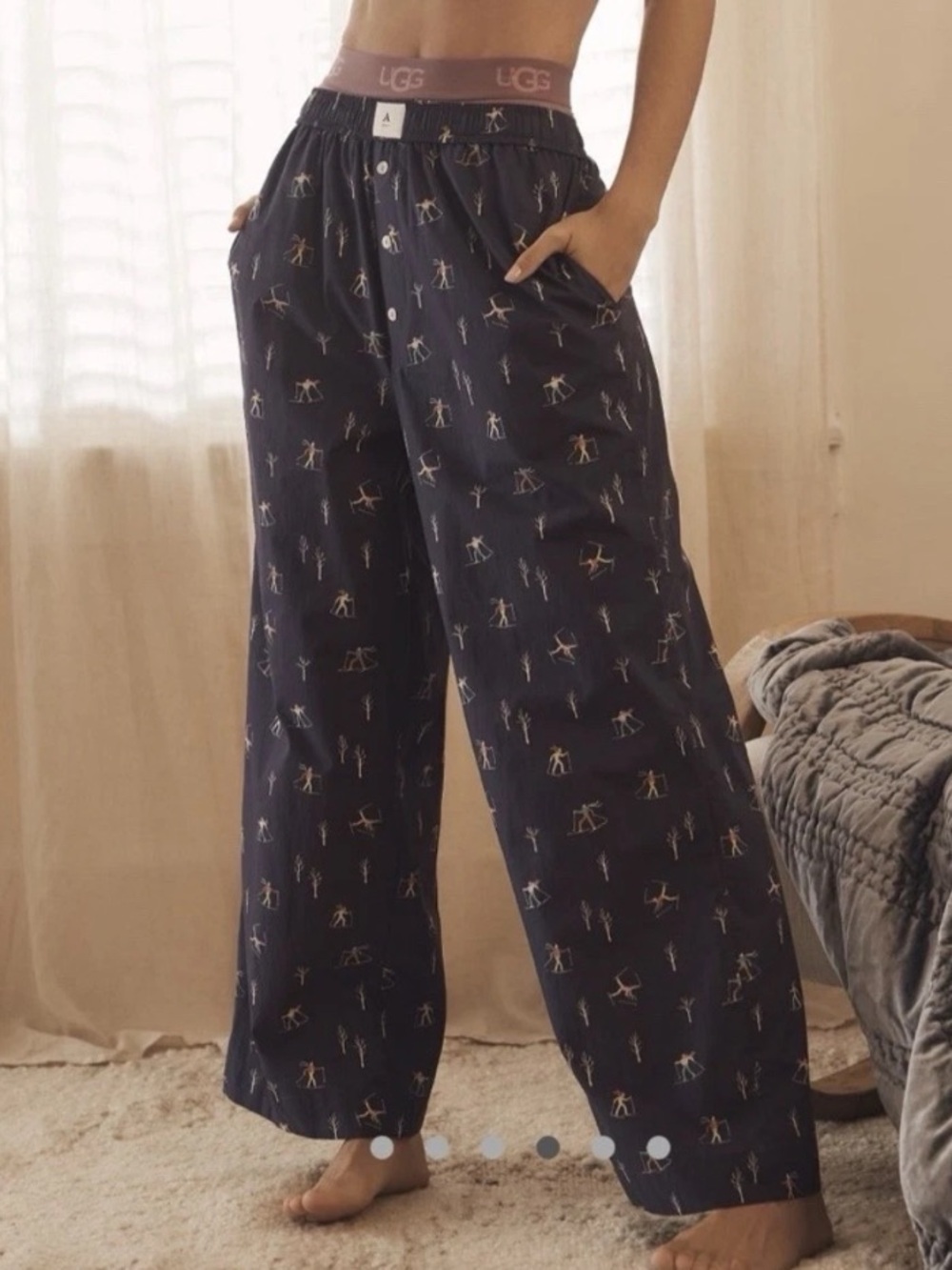 Anthropologie Womens size XS The Wren boxer lounge pajama pant Navy cherries